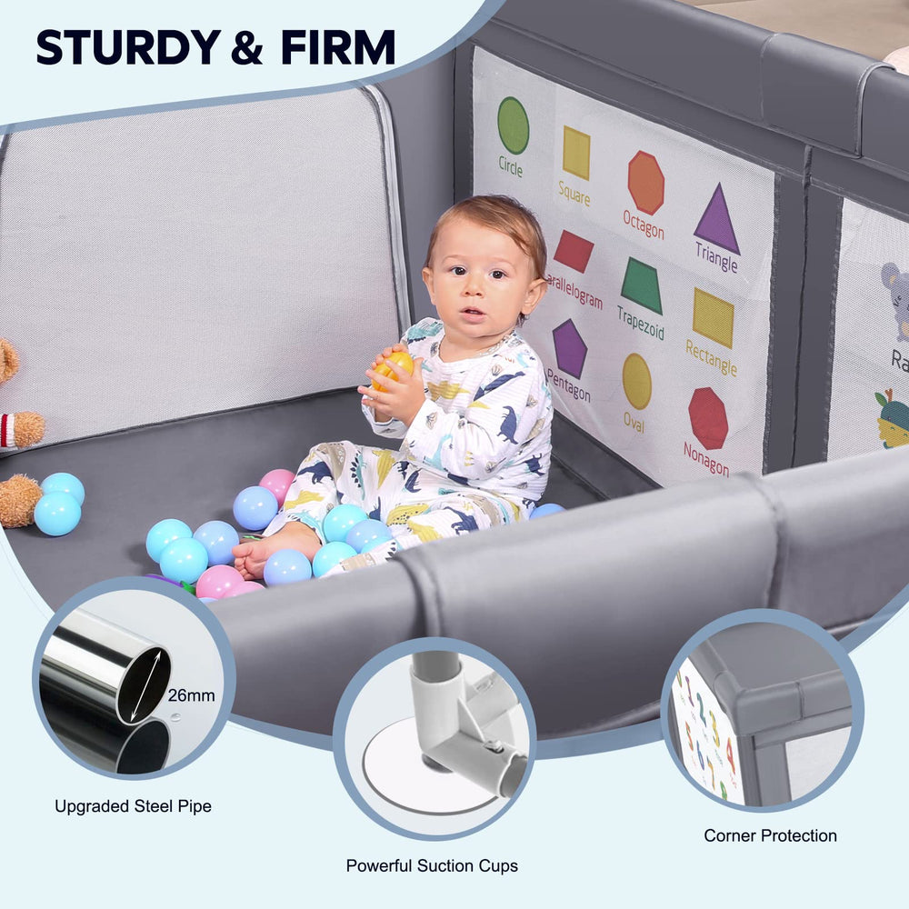 Voovc playpen durable frame ensures stable boundaries during playtime exploration