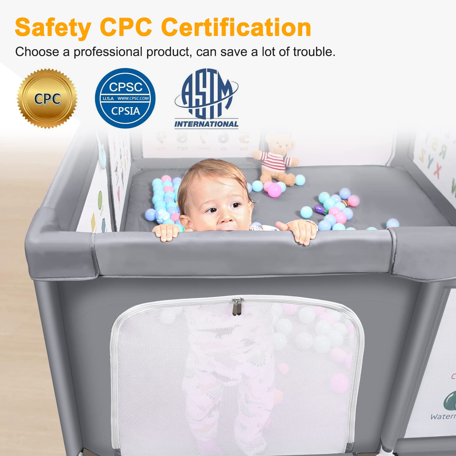 Voovc durable frame structure stabilizes the playpen during play