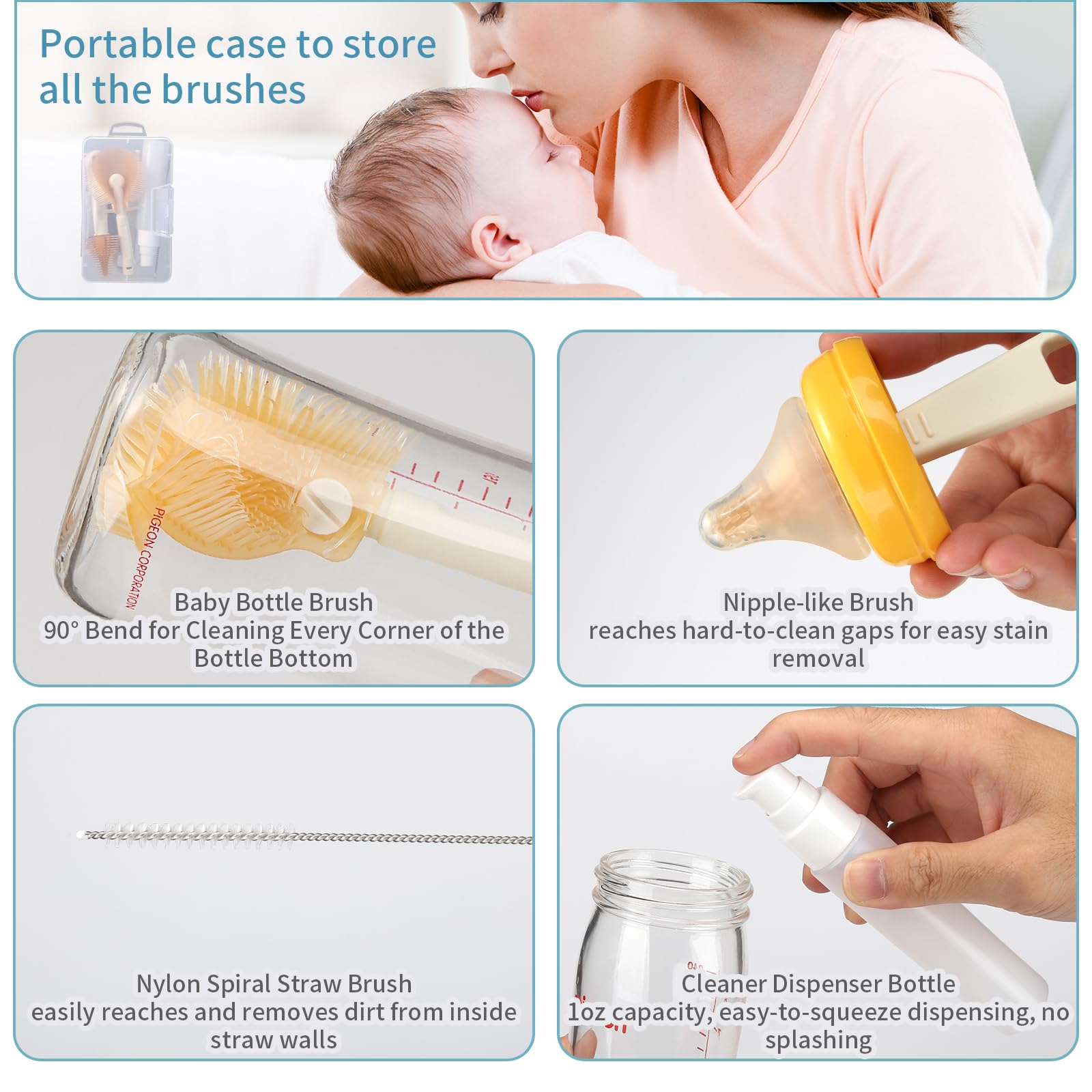 VOOWO bottle soap dispenser 1oz with drip-free pour reduces mess.