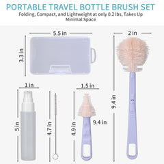 VOOWO detachable-handle baby bottle brush reaches corners with ease for thorough cleaning.
