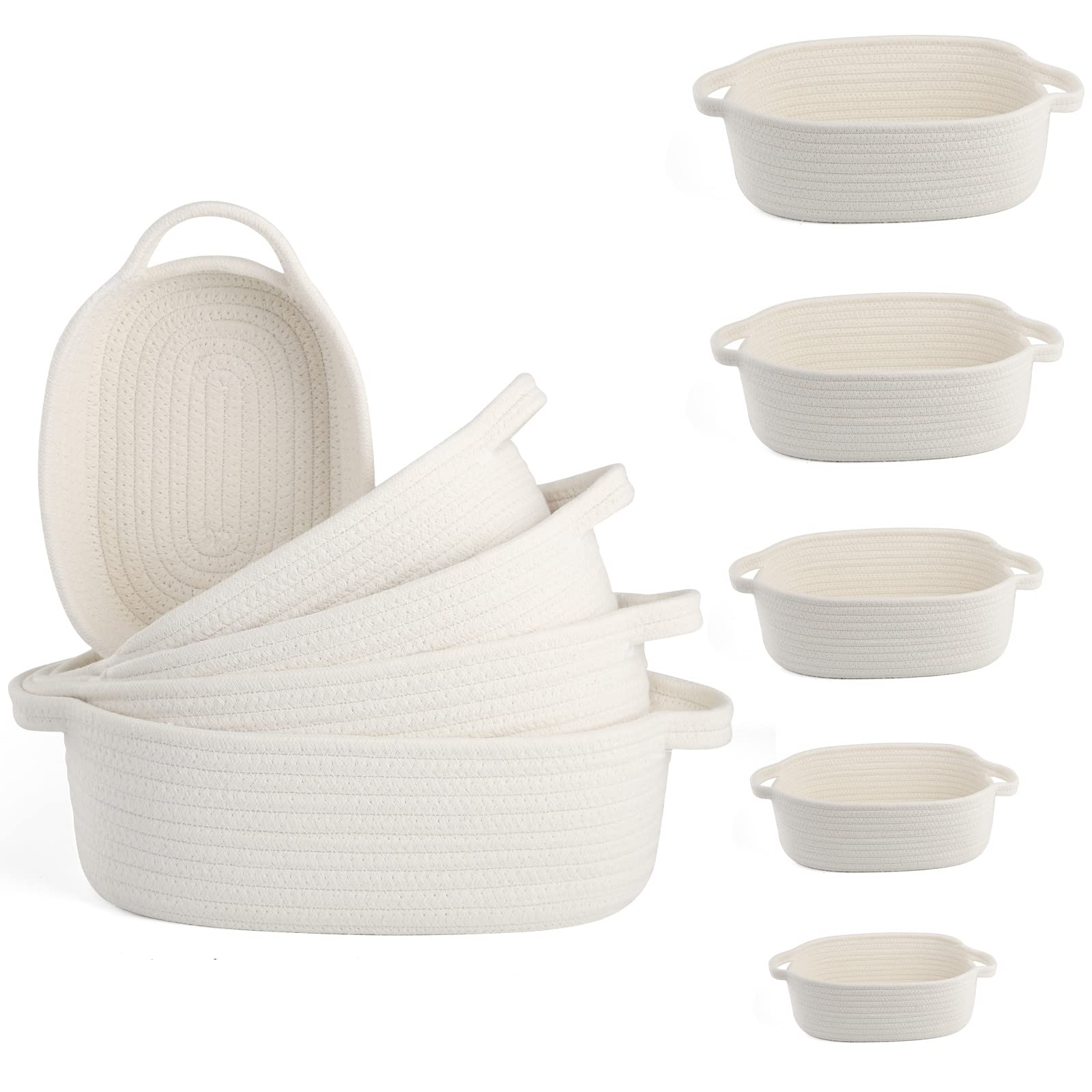 VOOWO extra-small rectangular rope basket for keys keeps small essentials tidy.