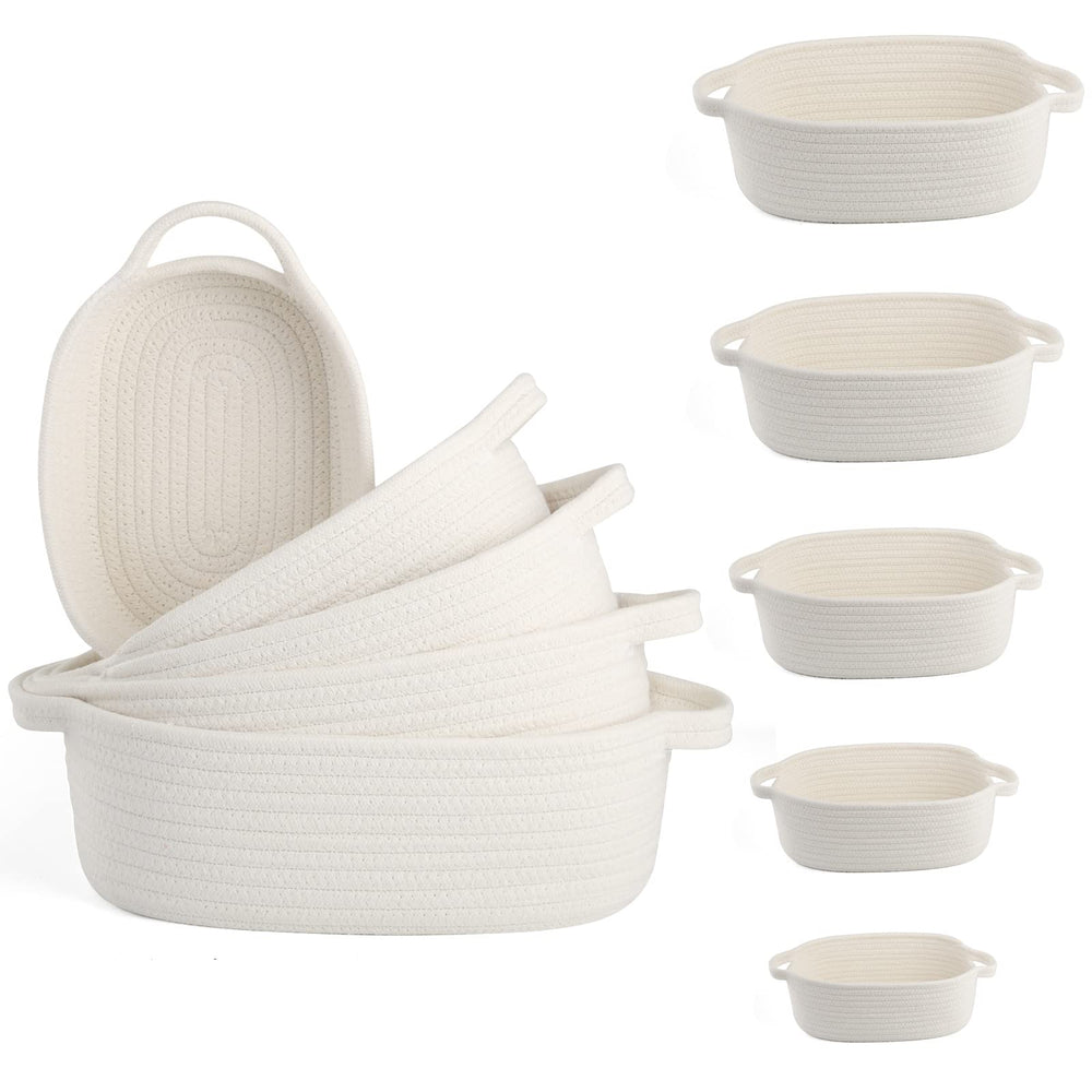VOOWO extra-small rectangular rope basket for keys keeps small essentials tidy.