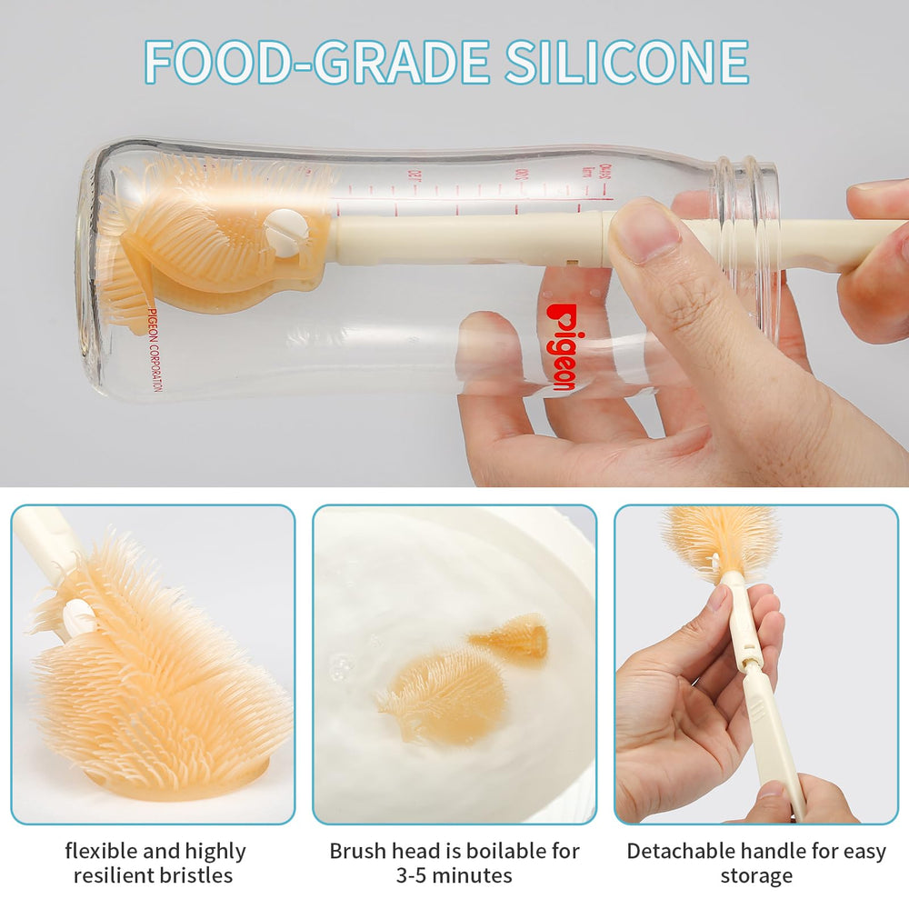 VOOWO nipple brush 3D head cleans hard-to-reach nipple crevices effectively.