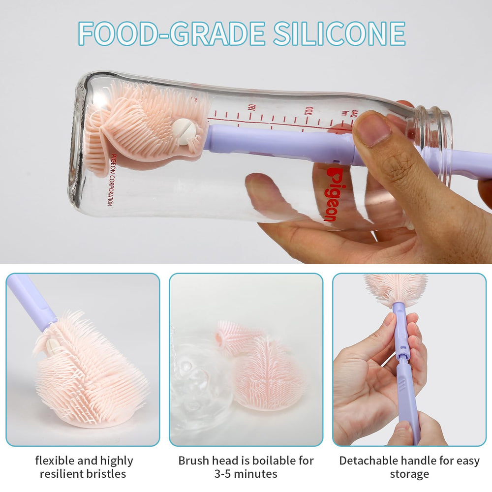 VOOWO nipple brush 3D head cleans hard-to-reach crevices for thorough care.