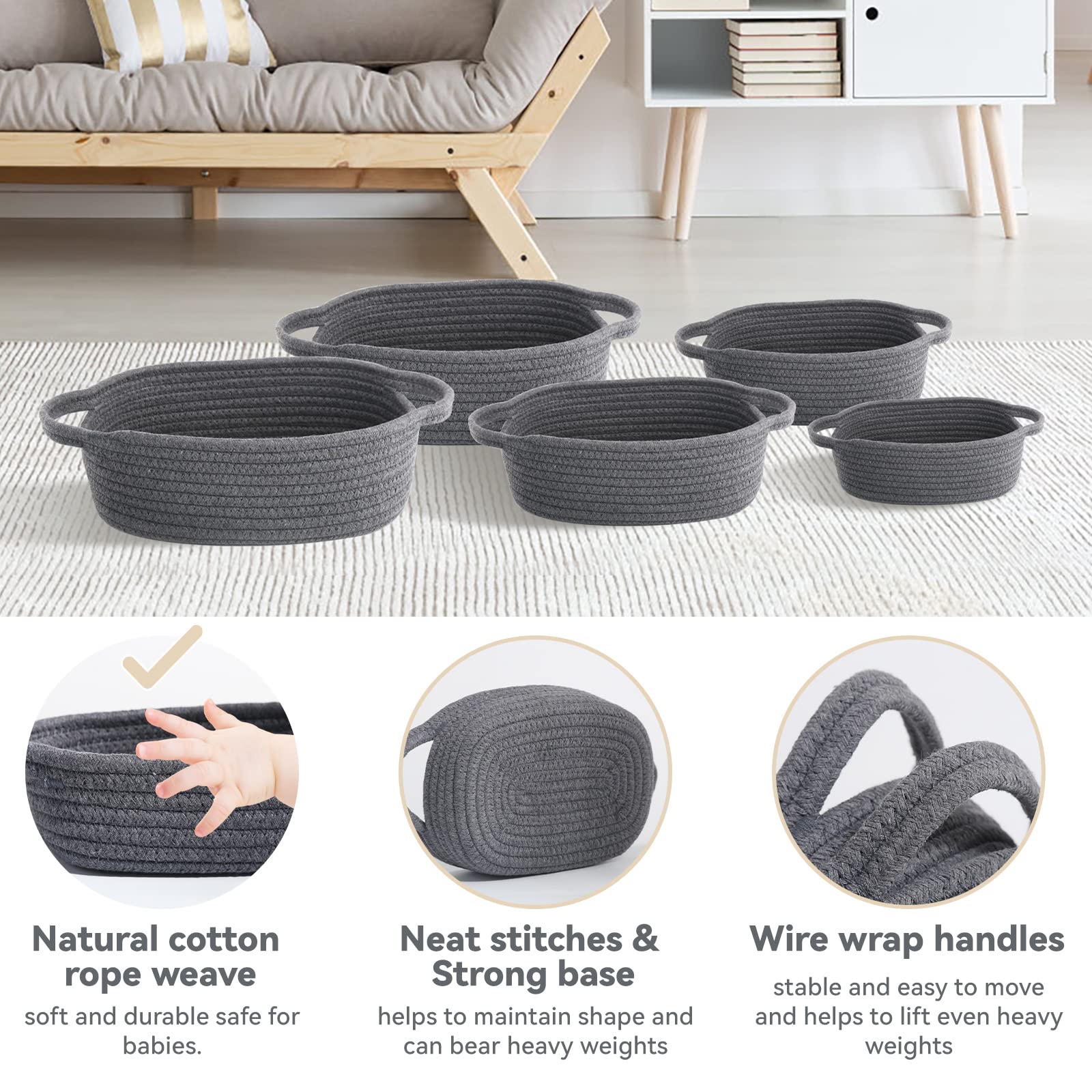 VOOWO nursery storage baskets in a room setting show gentle organization.