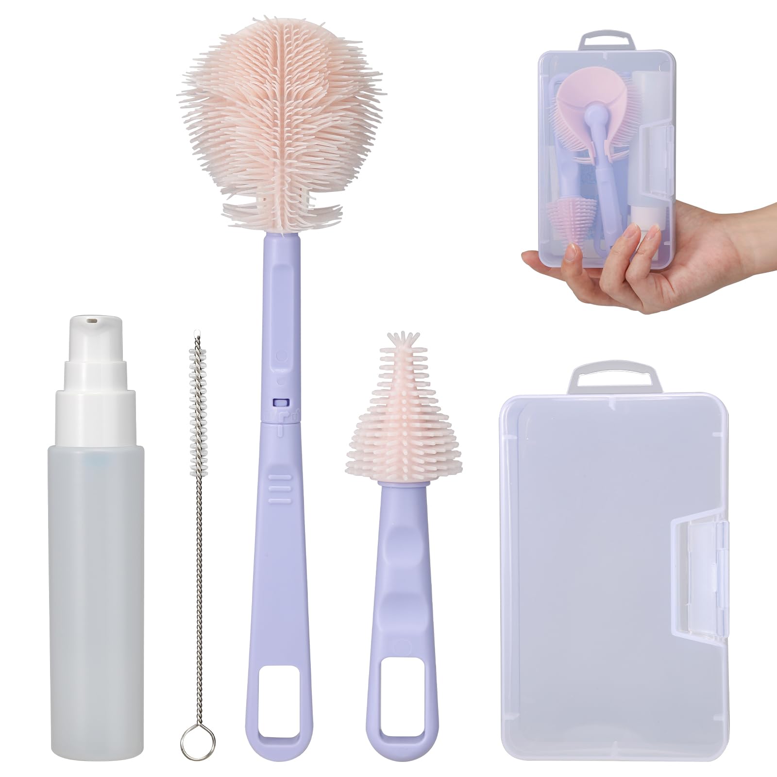 VOOWO portable bottle cleaner kit travel set—compact travel-friendly cleaning solution on the go.