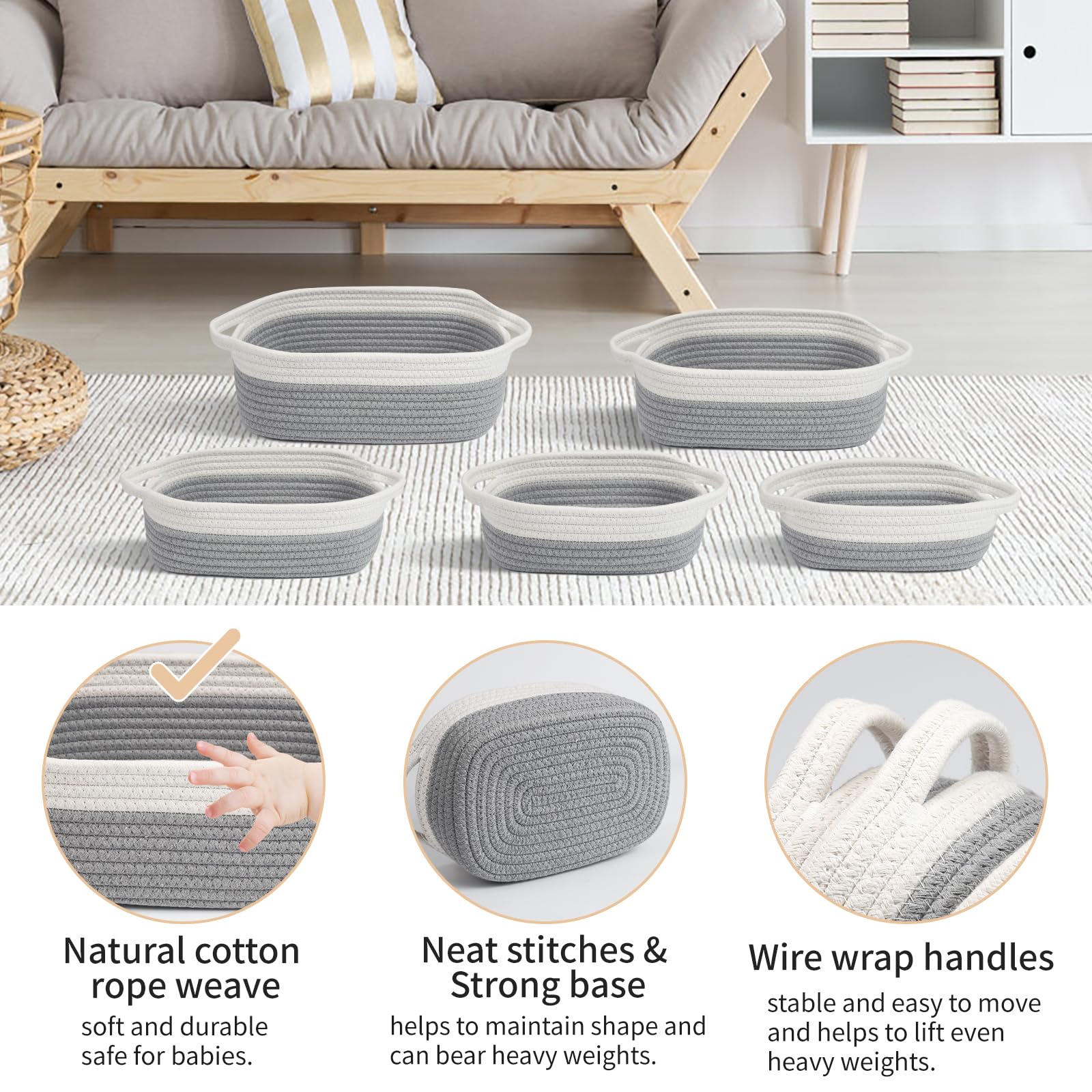 VOOWO baskets demonstrate multipurpose room storage for toys, towels, and more.