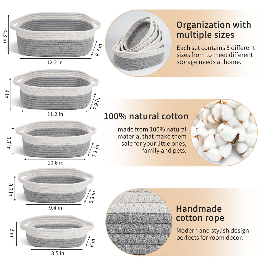 VOOWO basket made from natural cotton rope offers baby-safe nursery organization.