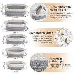VOOWO basket made from natural cotton rope offers baby-safe nursery organization.
