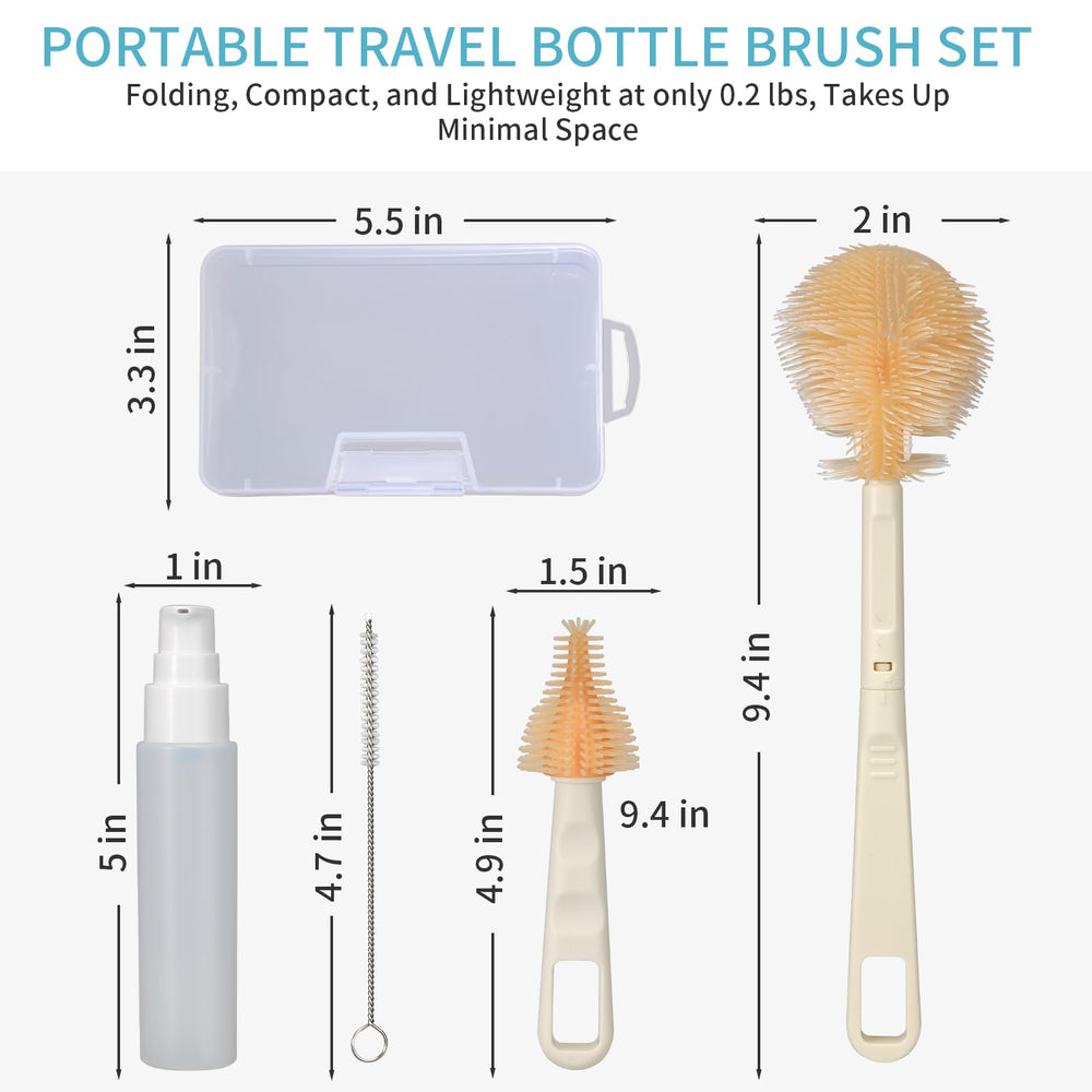 VOOWO silicone bottle brush 90° head reaches corners for deep cleaning.