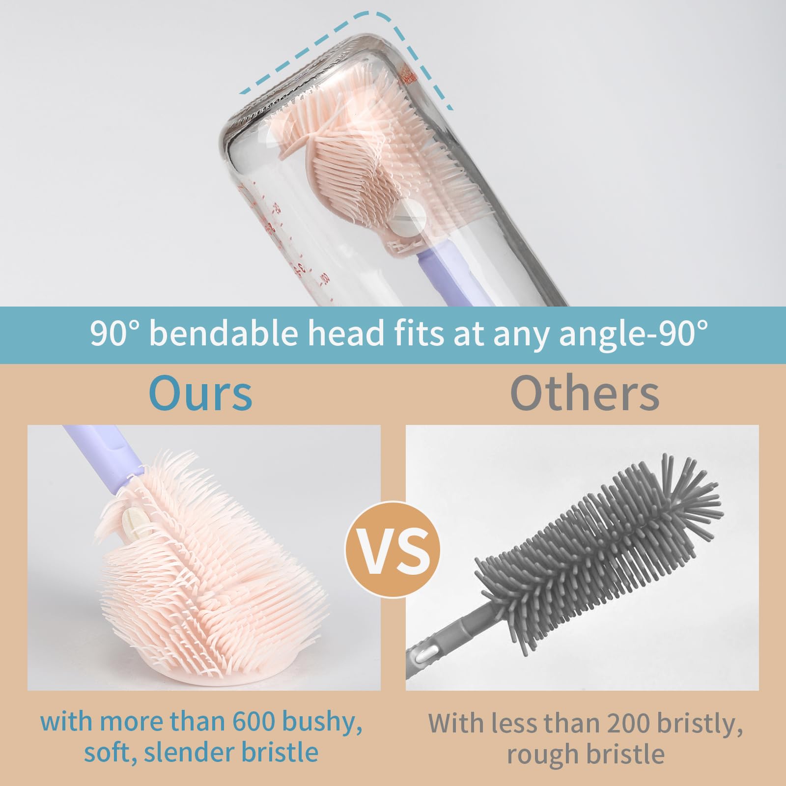 VOOWO straw cleaner with nylon bristles cleans interior tubes quickly and easily.