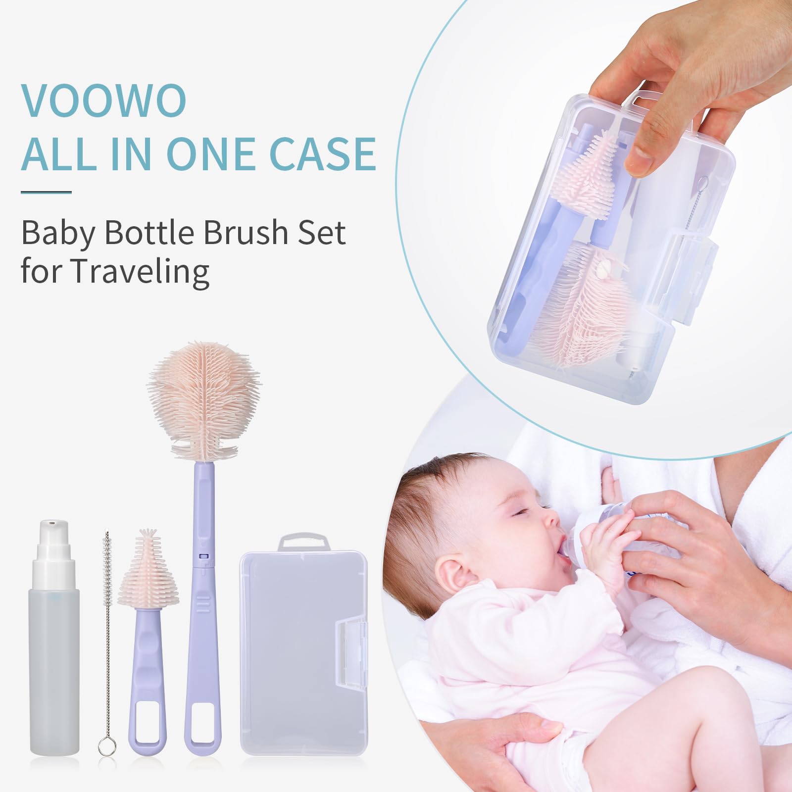 VOOWO transparent storage box keeps all brushes organized and visible.