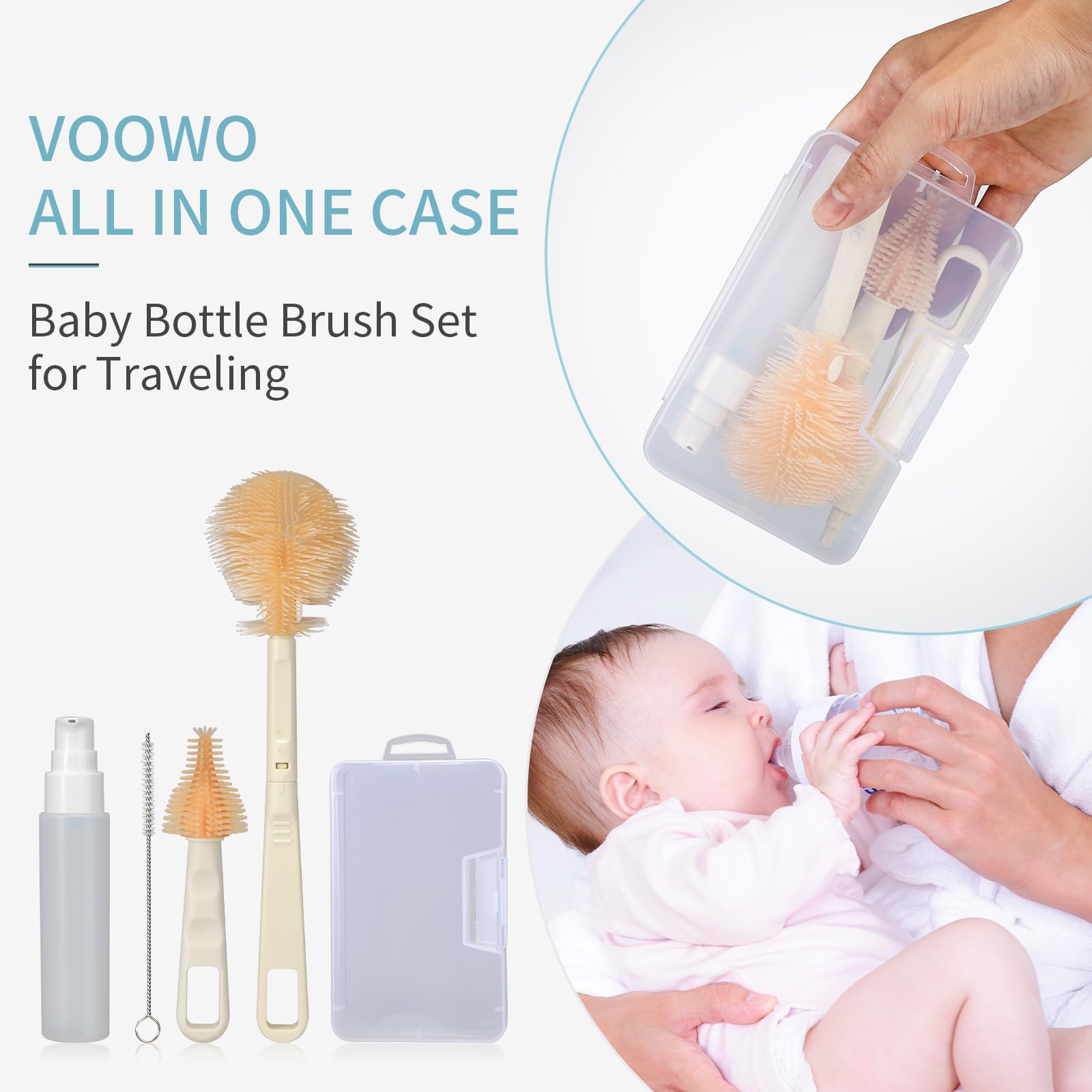 VOOWO travel storage box keeps brushes neatly organized.