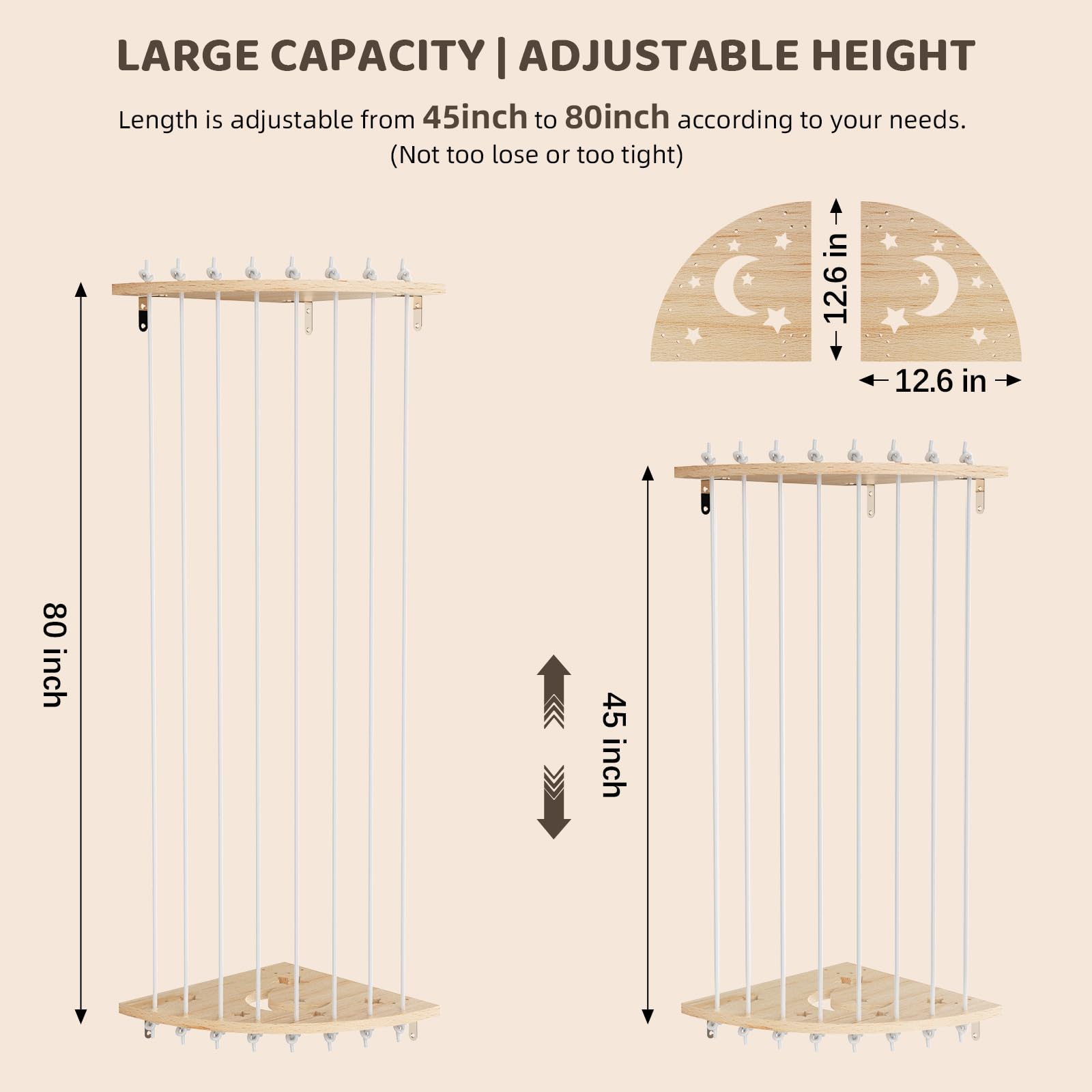 VORTULIUK extension-length shelf reaches 45–80 inches for adaptable spaces