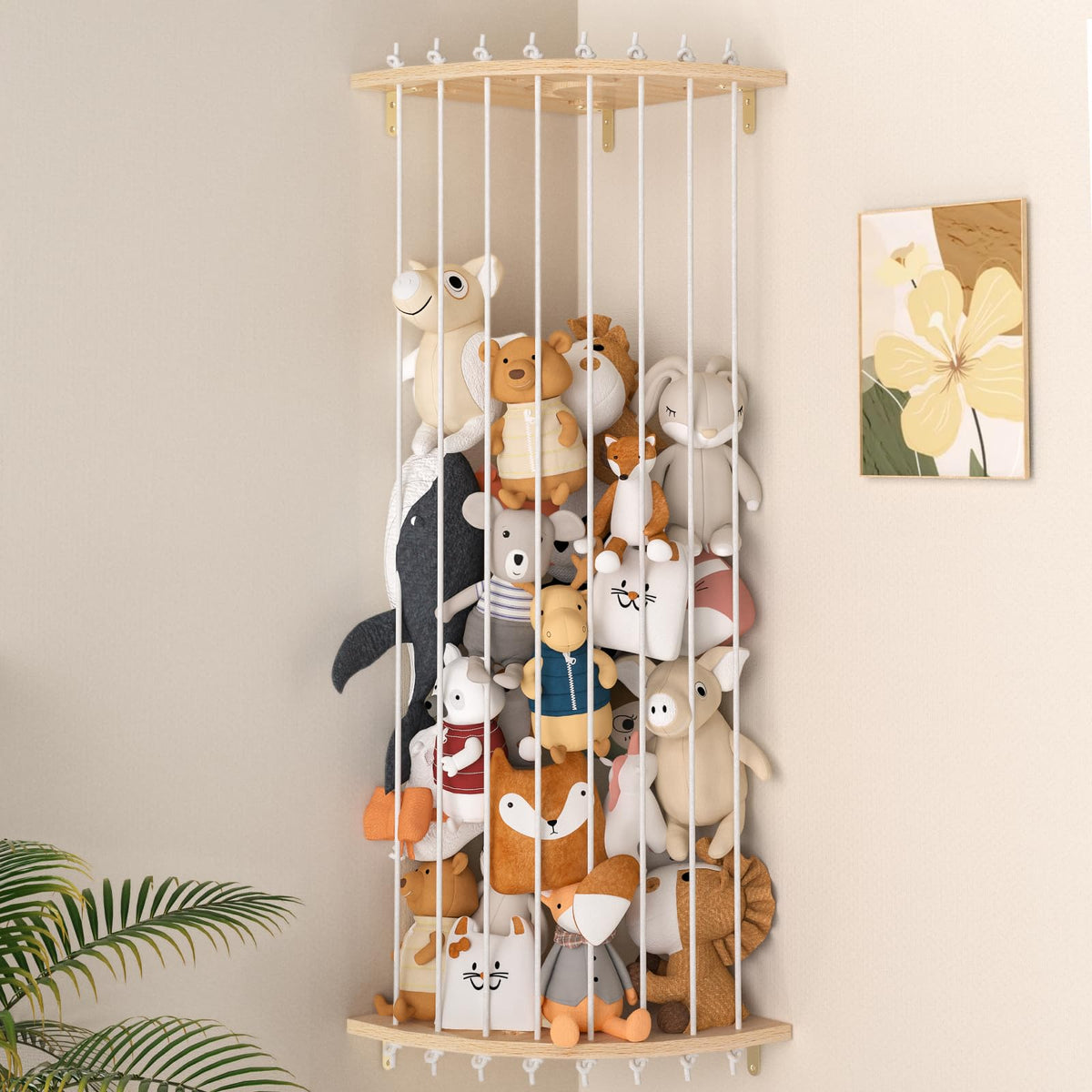 VORTULIUK corner-styled stuffed animal shelf for kids' room organization