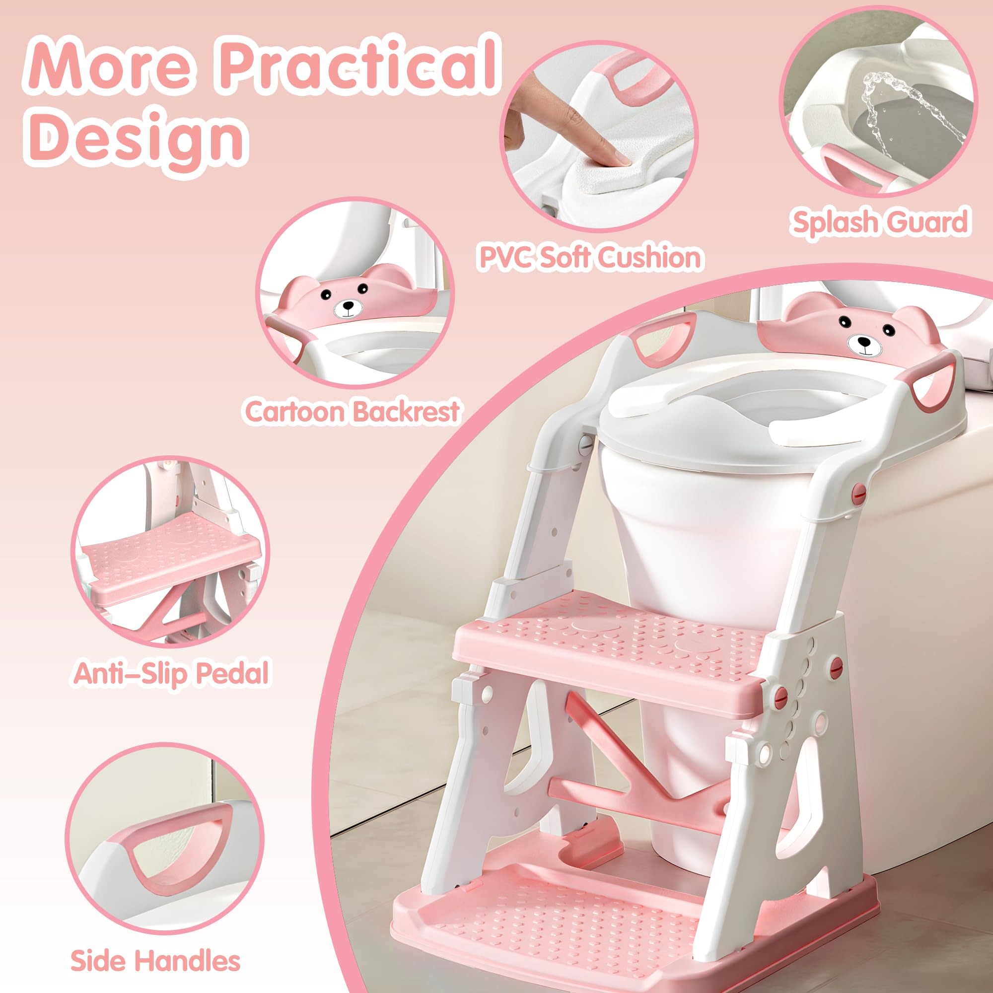 Vorykido potty seat anti-slip pads keep it stable on bathroom floors.