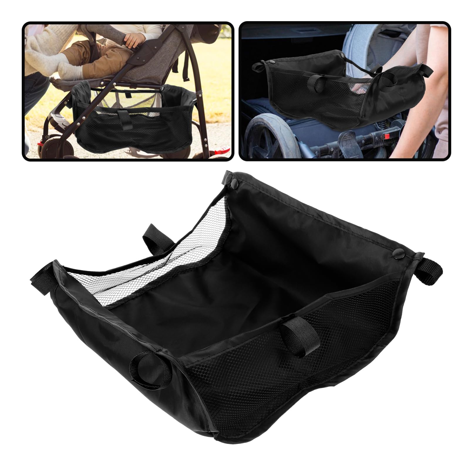 VOSAREA black stroller storage bag complements most strollers while organizing essentials.