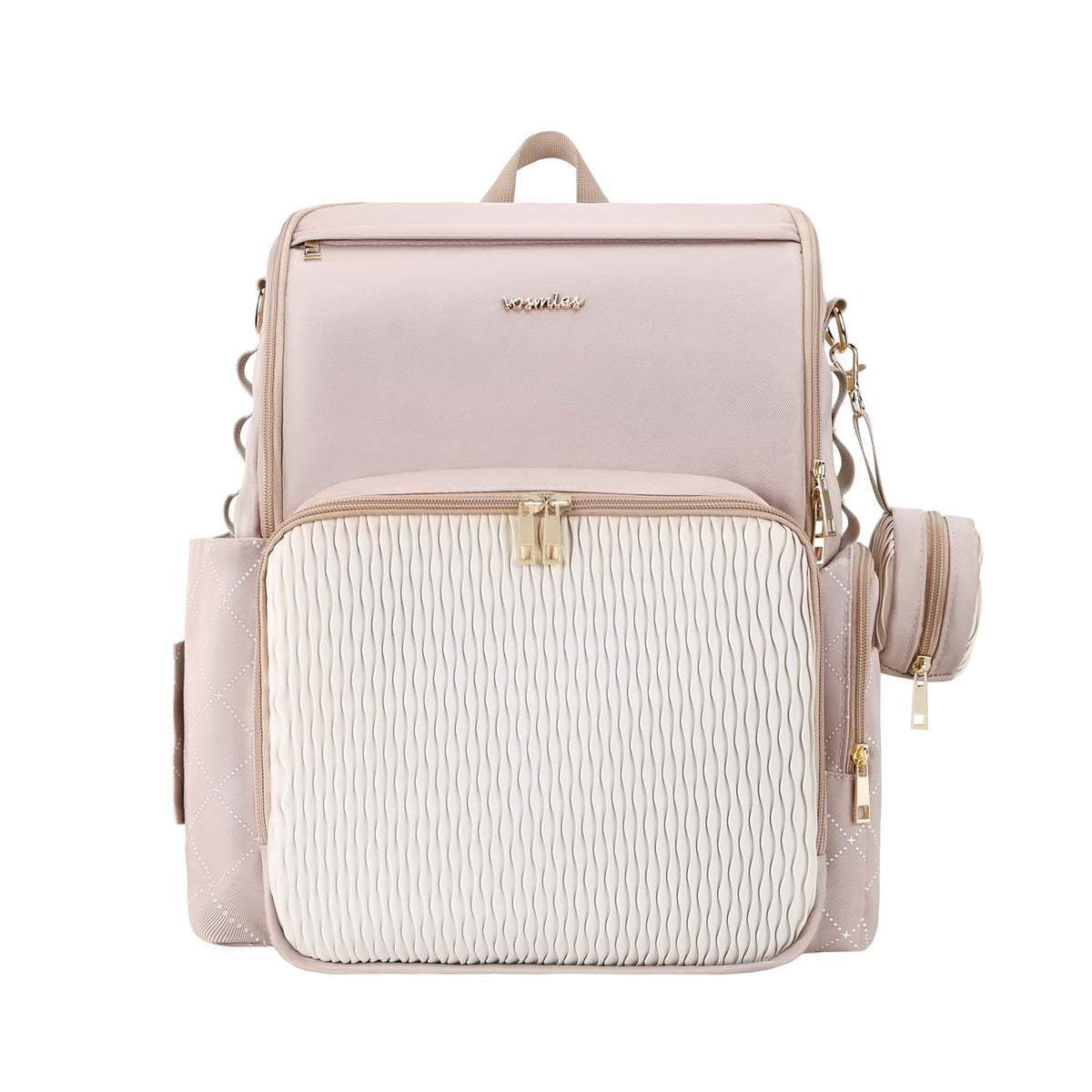 vosmles diaper bag patchwork design with gold zipper for stylish storage