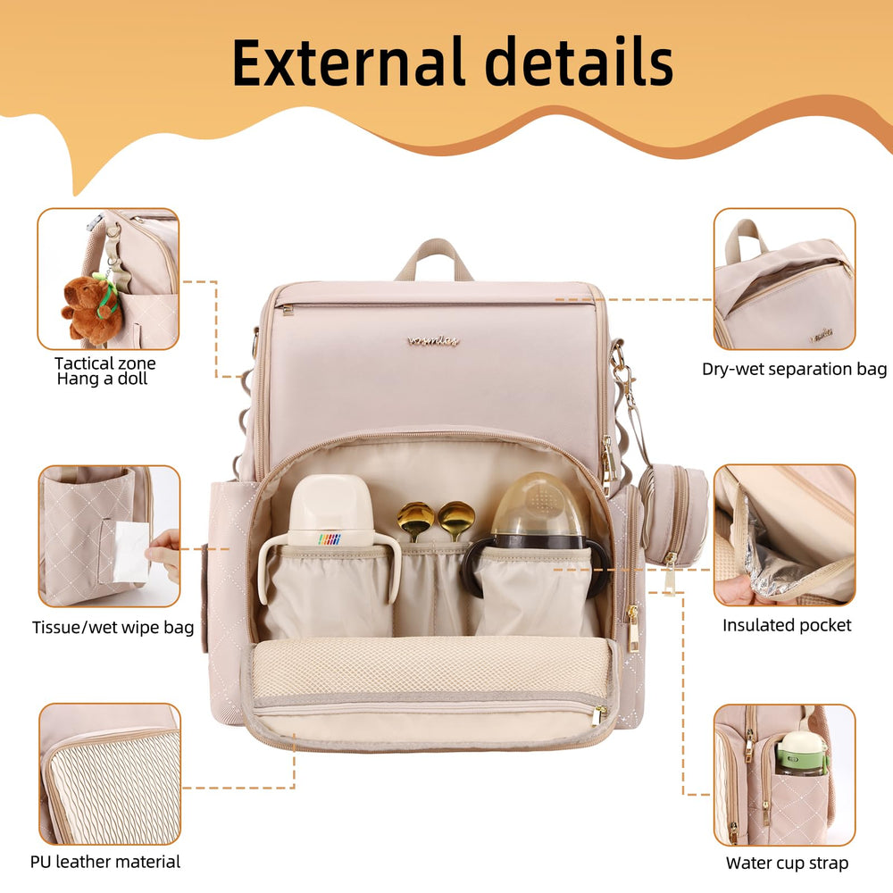vosmles diaper bag side pocket for wipes and bottles on the go