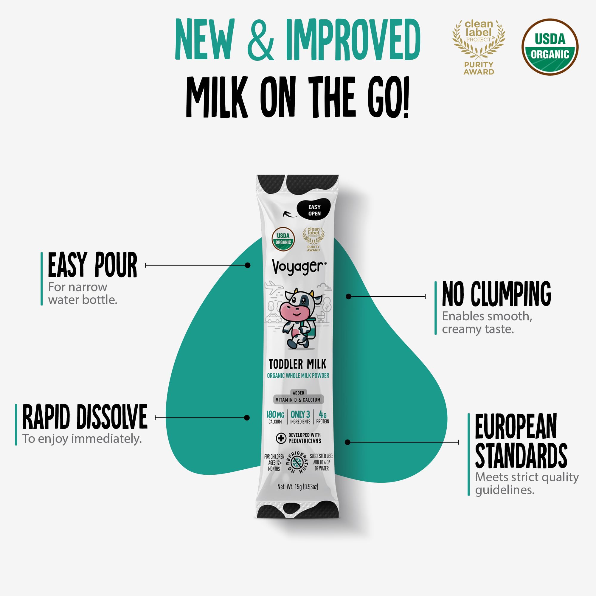 Gluten-free, non-GMO, no antibiotics in Voyager Milk ingredients.