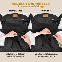 vrbabies baby carrier adjustable-hip-belt reduces pressure and supports parent comfort.