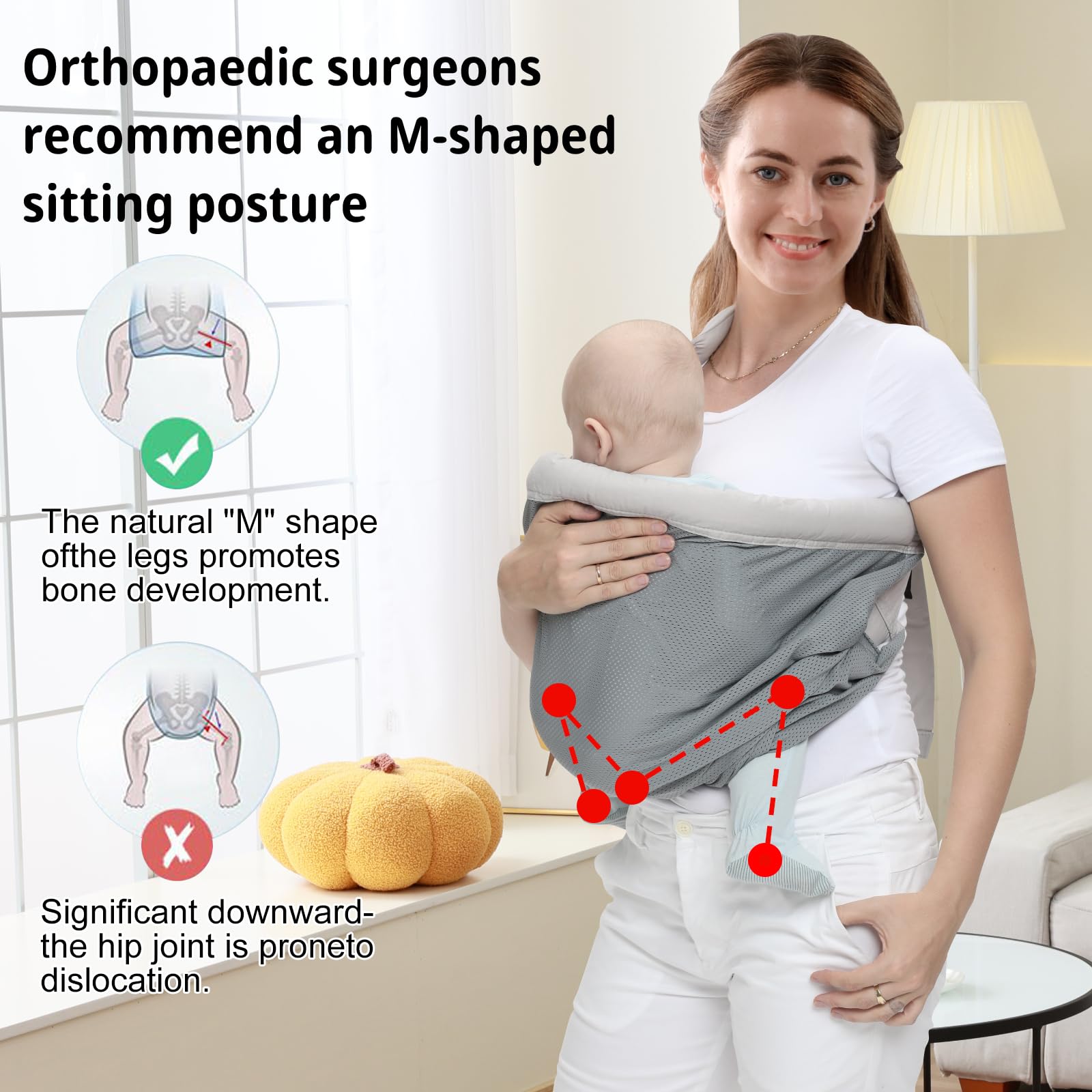 vrbabies baby sling four-carry-positions illustrates multiple options for early months.