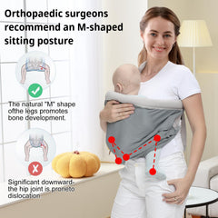 vrbabies baby sling four-carry-positions illustrates multiple options for early months.