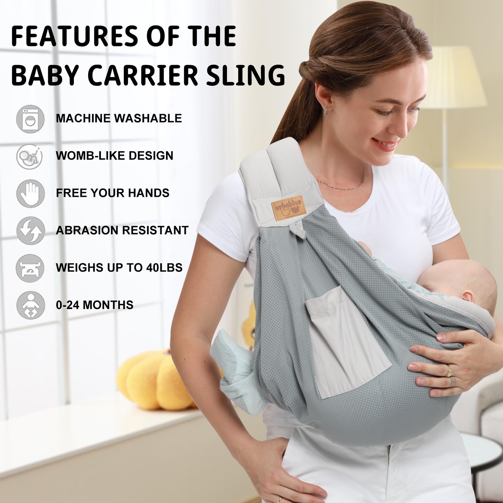 vrbabies baby sling lightweight-fold shows portability for travel and daily use.