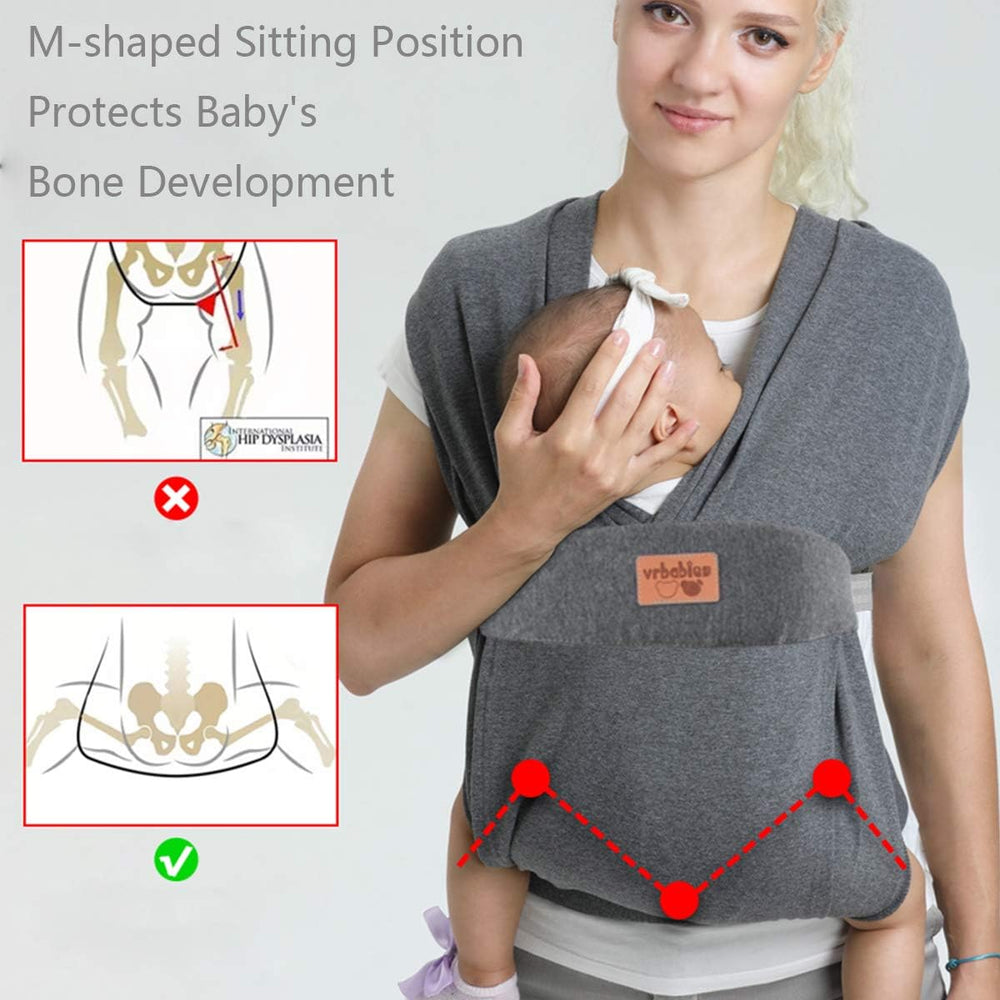 vrbabies baby wrap M-shaped seat supports proper hip position