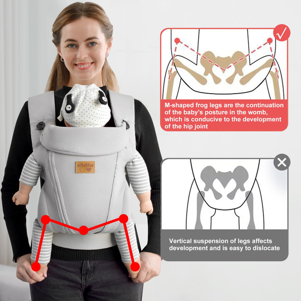 vrbabies breathable back panel support visualizing comfortable weight distribution for parents during wear