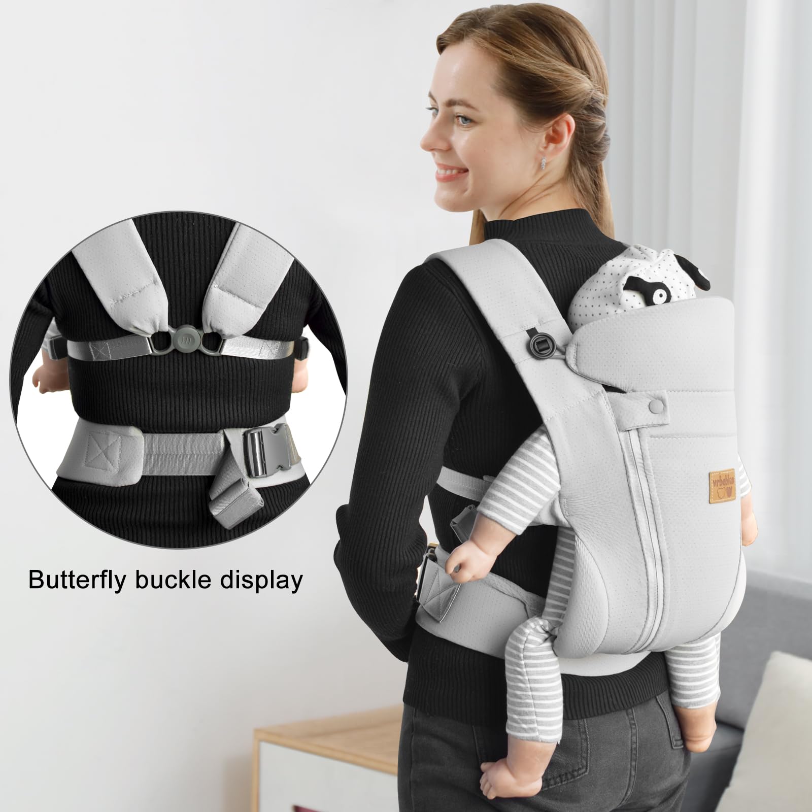 vrbabies easy-wear design supports breastfeeding-friendly positioning for quick feeds