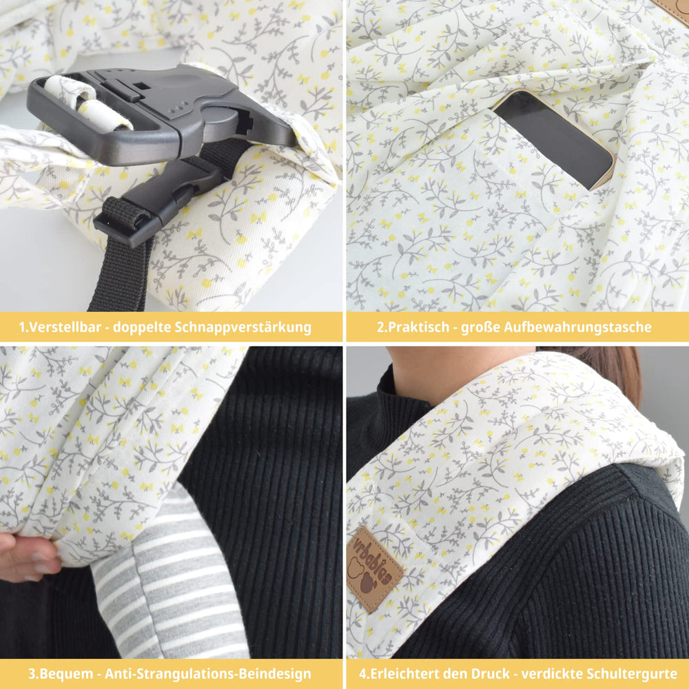 vrbabies multiple carry positions diagram highlights newborn to toddler versatility