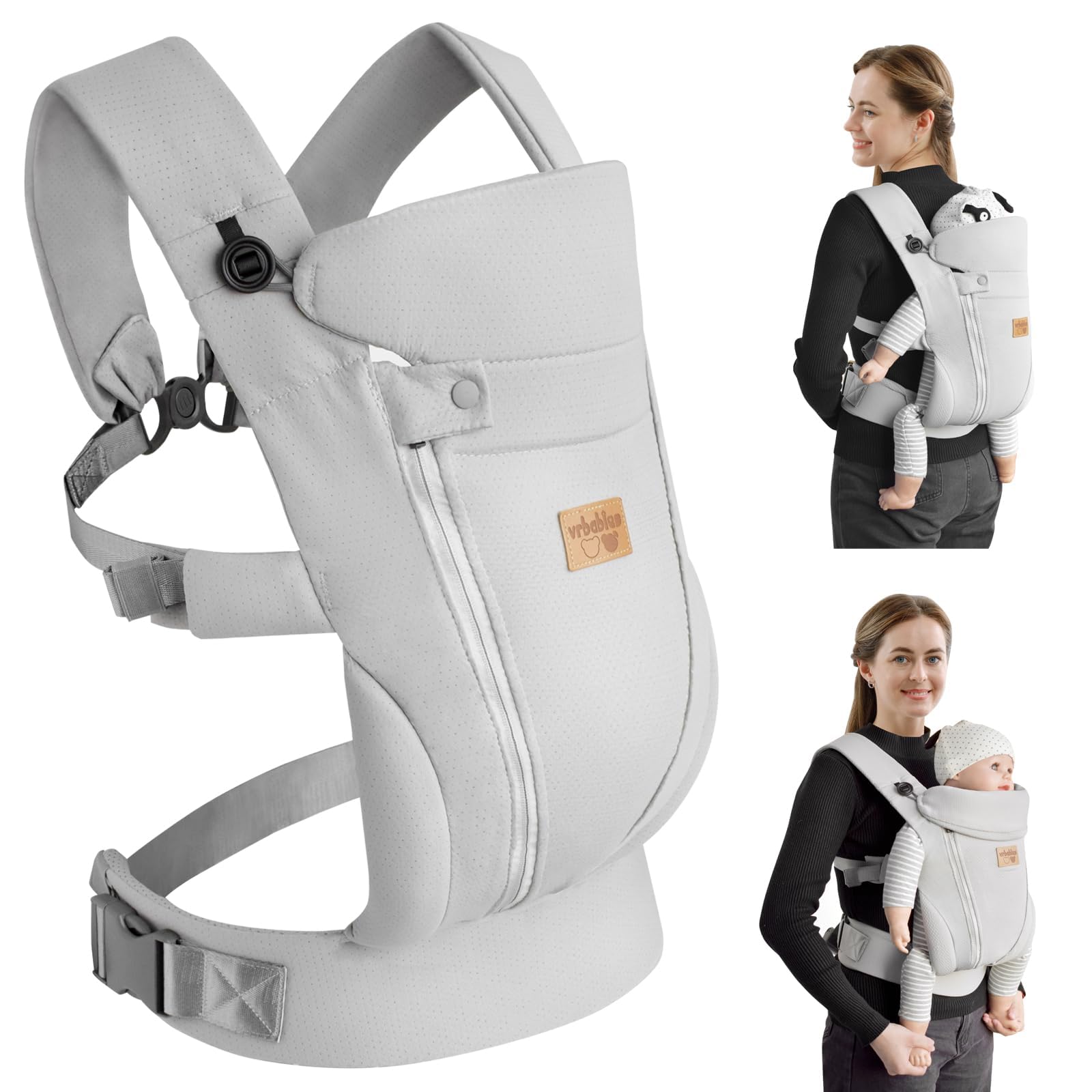 vrbabies new upgrade ergonomic baby carrier front inward position helps keep baby secure and close