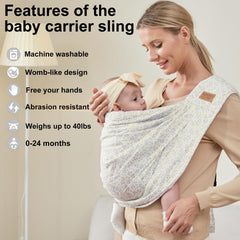 vrbabies newborn front hold position close-up shows ergonomic support for parents