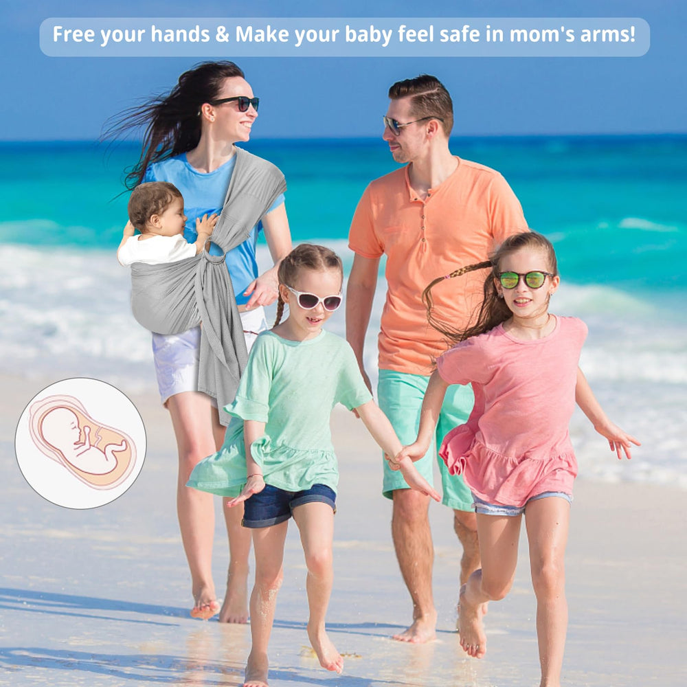 vrbabies Water Ring Sling Baby Carrier aluminum ring closures keep the sling secure and easy to use.