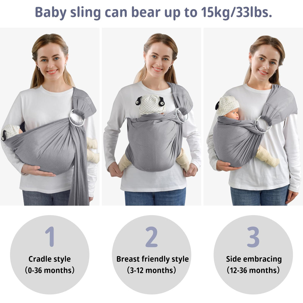 vrbabies Water Ring Sling Baby Carrier breastfeeding cover feature adds privacy on the go.