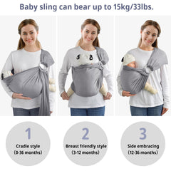 vrbabies Water Ring Sling Baby Carrier breastfeeding cover feature adds privacy on the go.