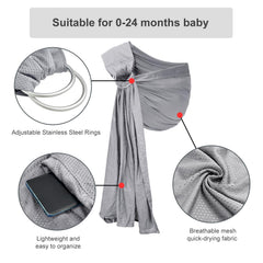 vrbabies Water Ring Sling Baby Carrier front carry ergonomic design supports balanced weight distribution.