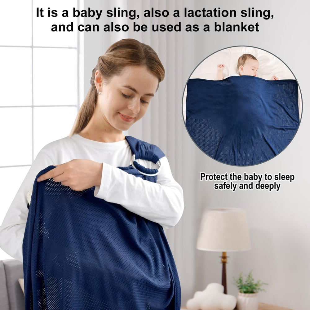 vrbabies Water Ring Sling dark blue one-hand-adjust feature simplifies on-the-go use.