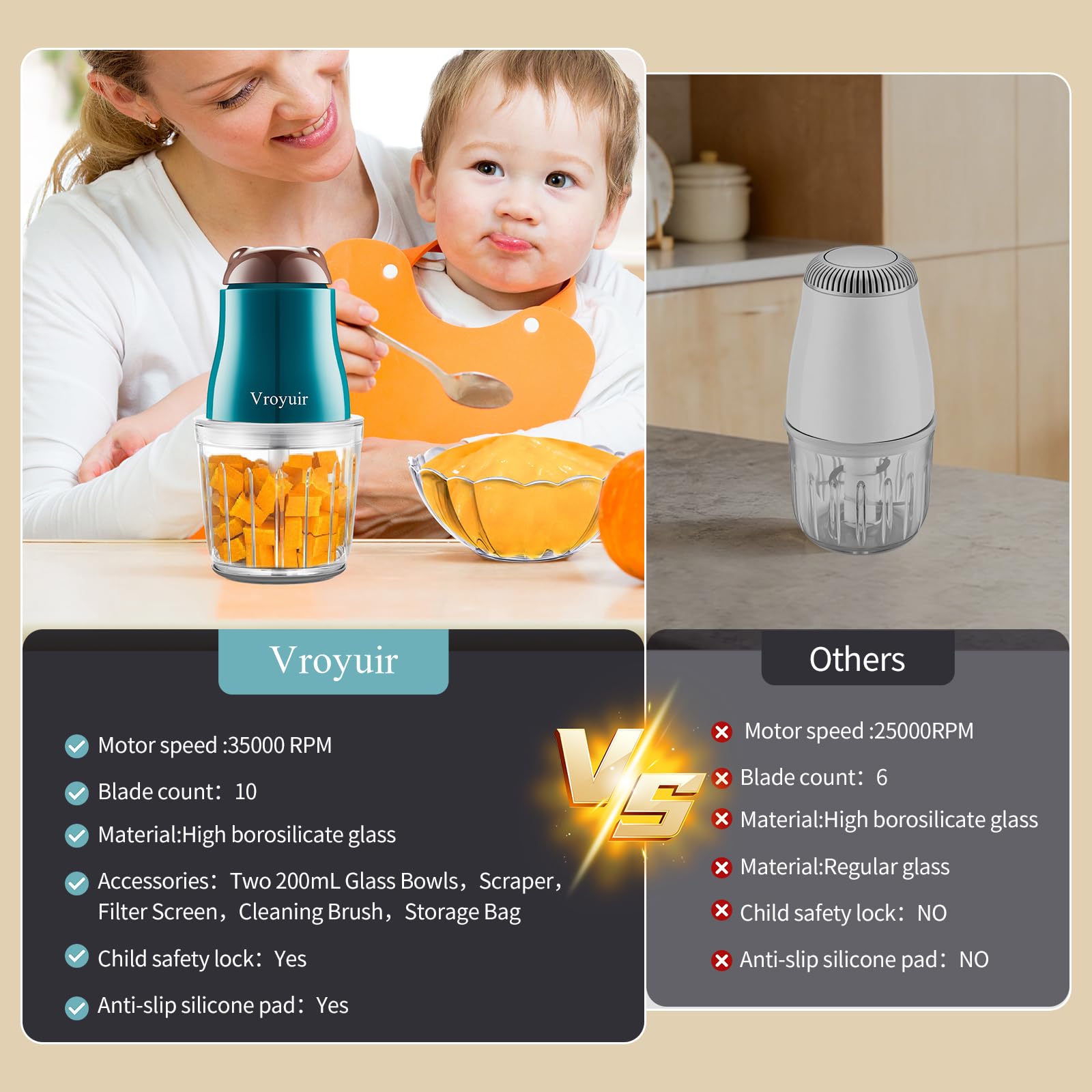 Vroyuir two 200ml glass bowls for convenient portions