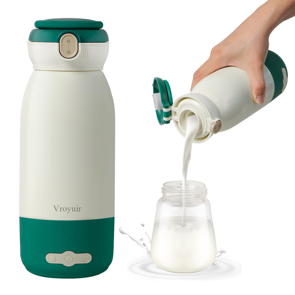 Vroyuir portable bottle warmer front view shows travel-ready design for on-the-go feeds.