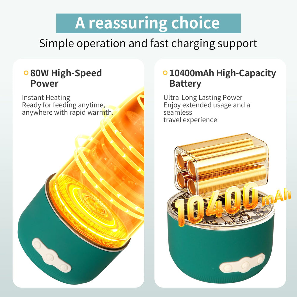Vroyuir portable bottle warmer side handling highlights ergonomic grip for quick warming.