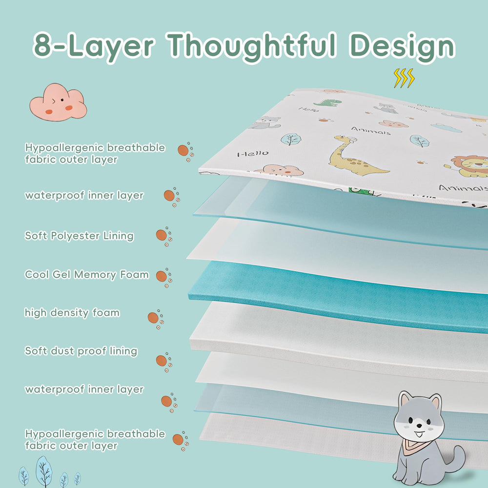VRSHOAT Trifold Pack & Play Mattress waterproof layer resists spills for easy cleanup.
