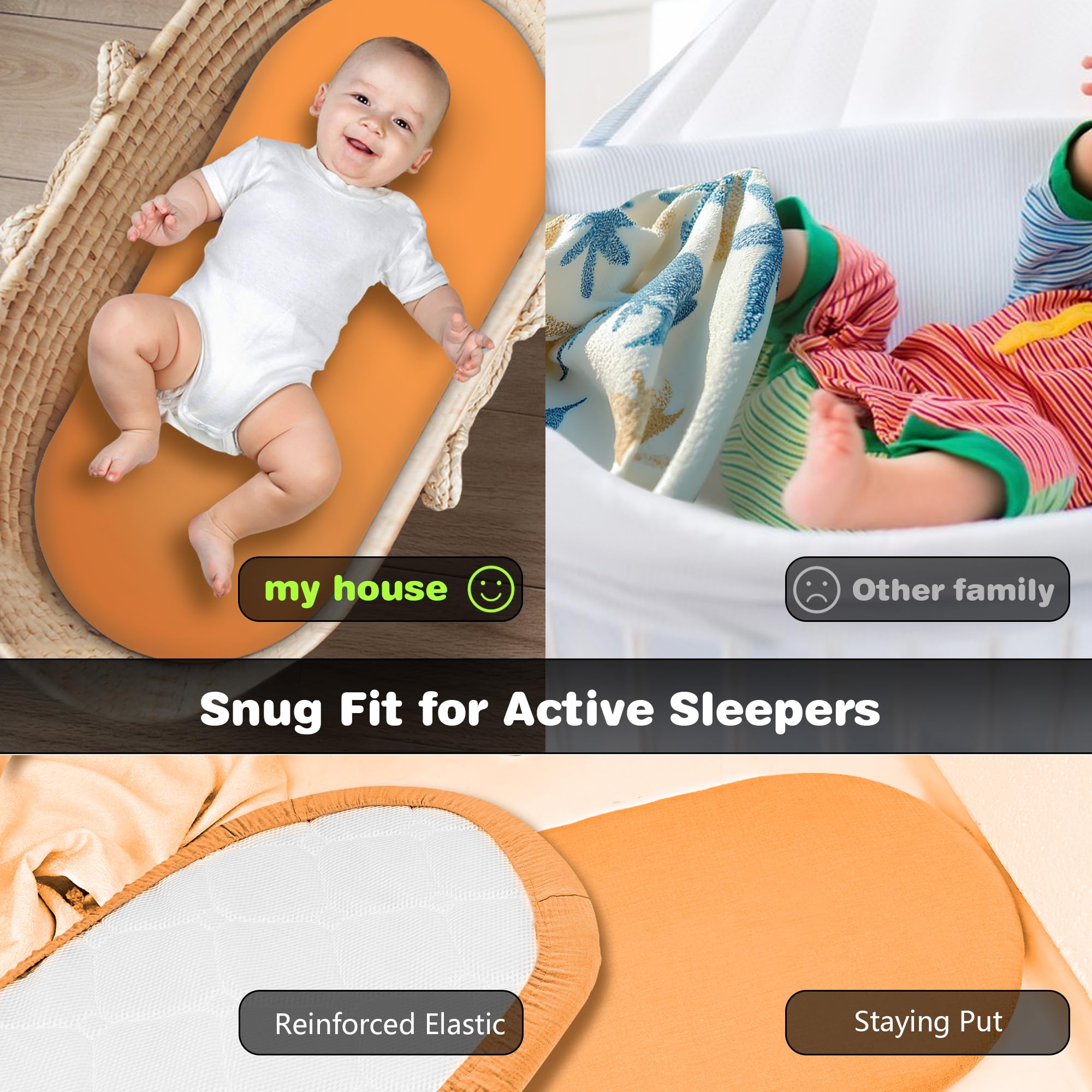 Vruelia easy-maintenance bassinet sheets resist fading and pilling