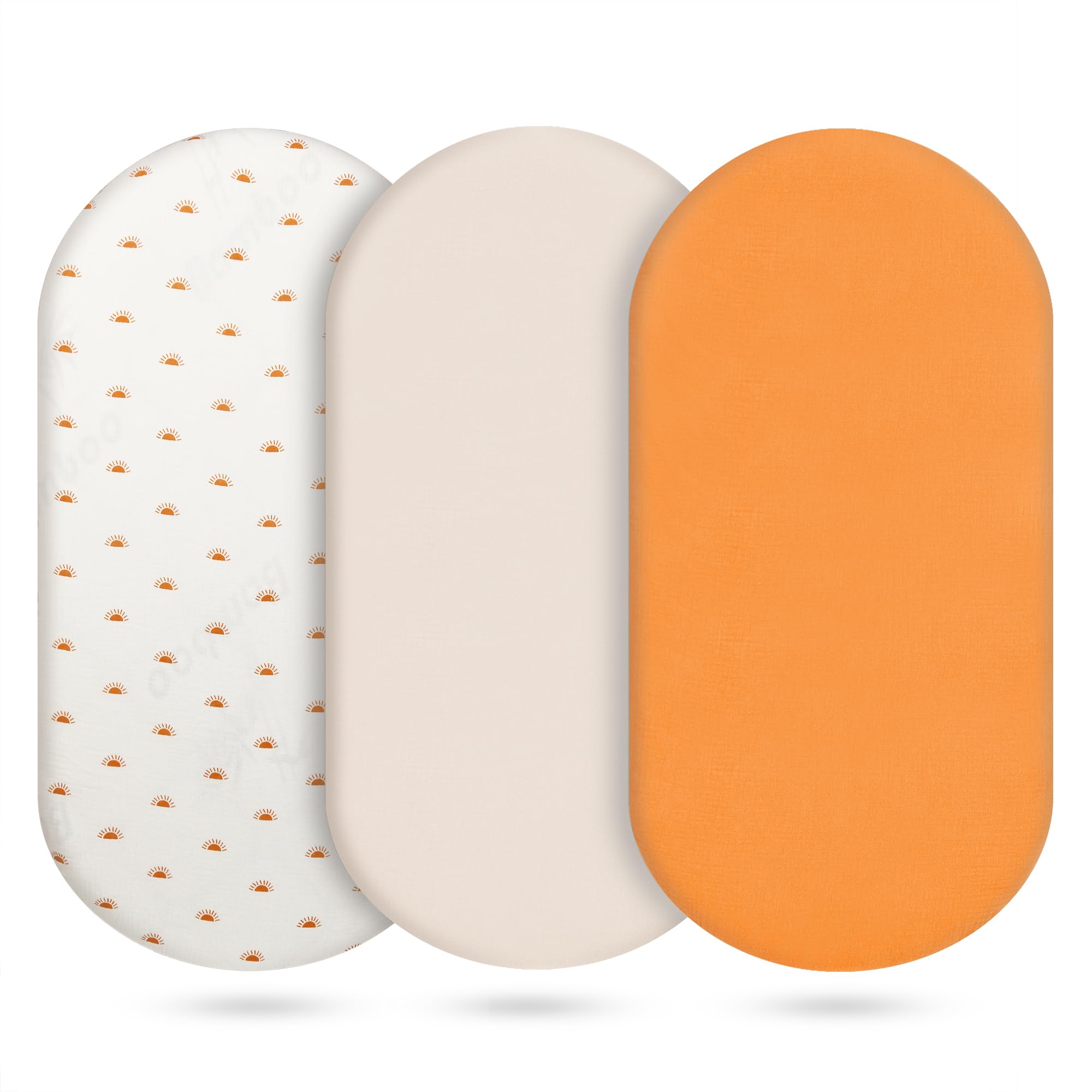 Vruelia 3-pack cotton muslin bassinet sheets with elastic edge fit for secure sleep