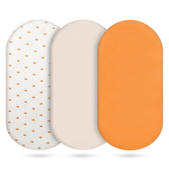 Vruelia 3-pack cotton muslin bassinet sheets with elastic edge fit for secure sleep