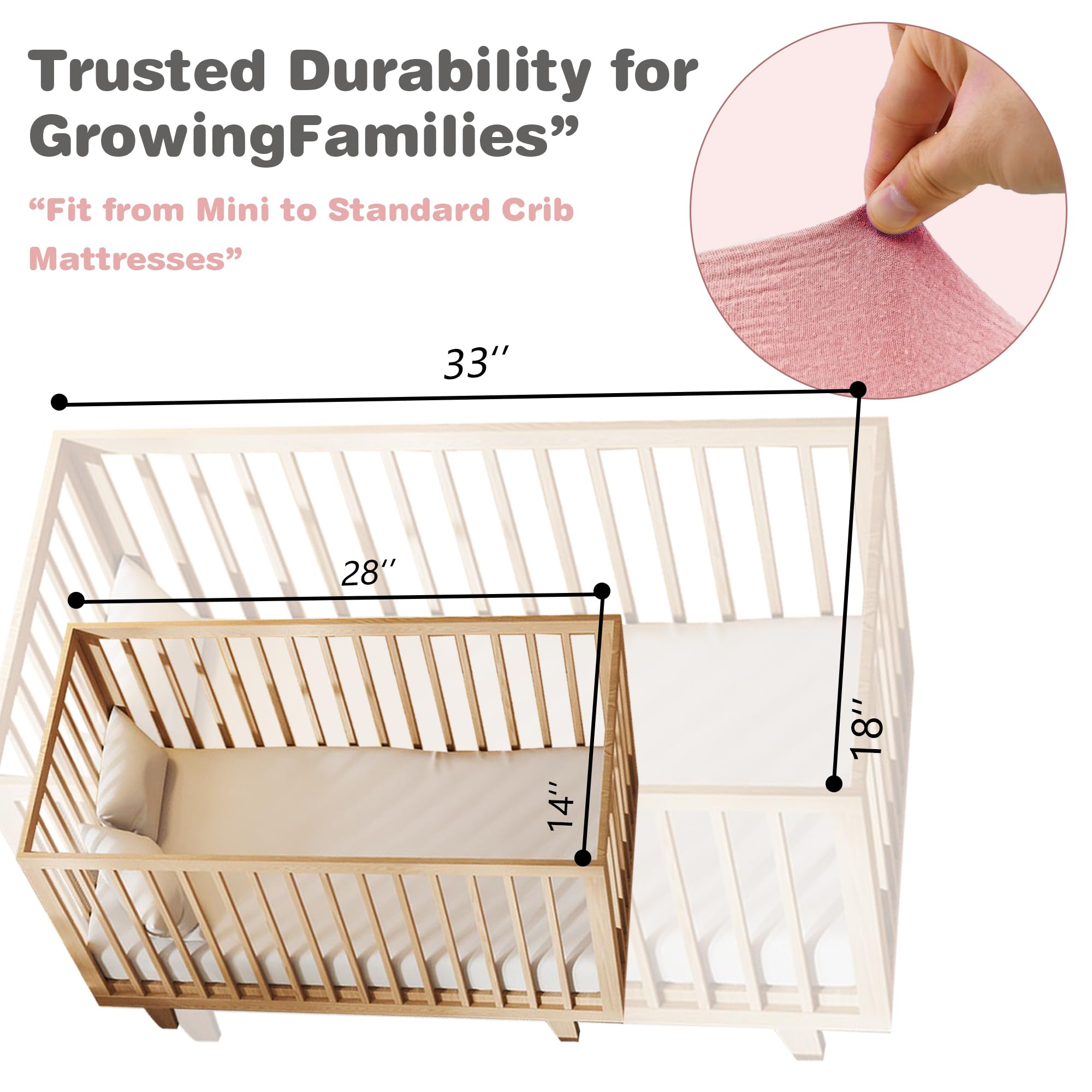Vruelia durable seams highlight long-lasting construction against tugging.