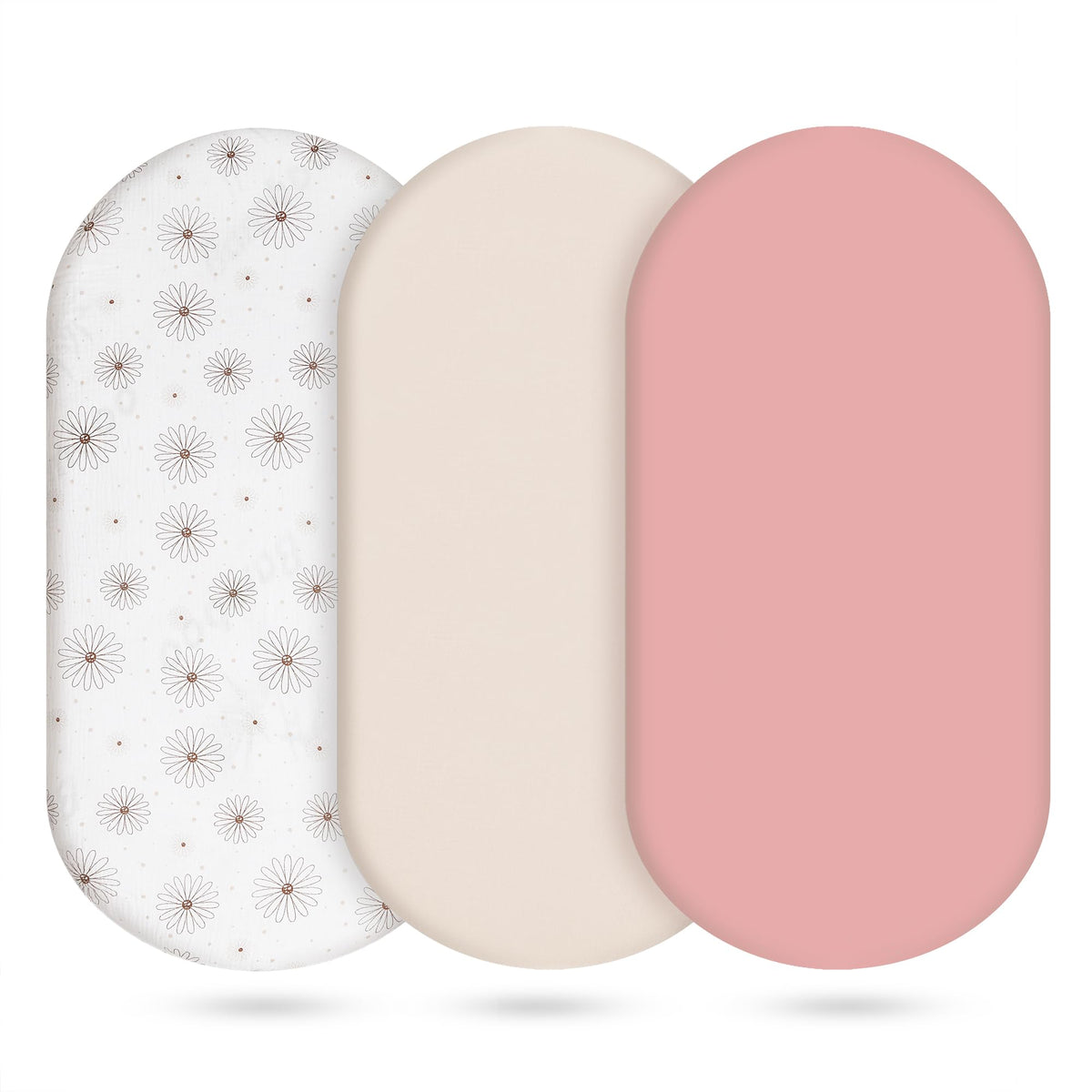 Vruelia bassinet sheets elastic-fit edges for snug, slip-free sleep.