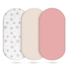 Vruelia bassinet sheets elastic-fit edges for snug, slip-free sleep.