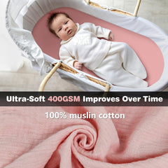 Vruelia sheets show stretchy edges on oval bassinets for active sleepers.